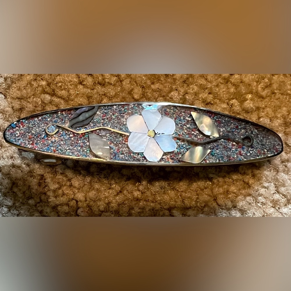 Mother of pearl hair barrette. New in box.handcrafted